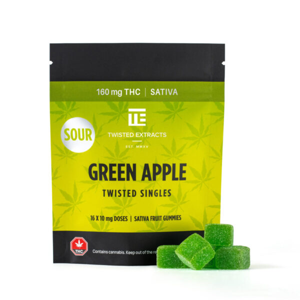 Twisted Extracts Sour Green Apple Twisted Singles Sativa (160mg THC) Green Apple Twisted Singles Sativa