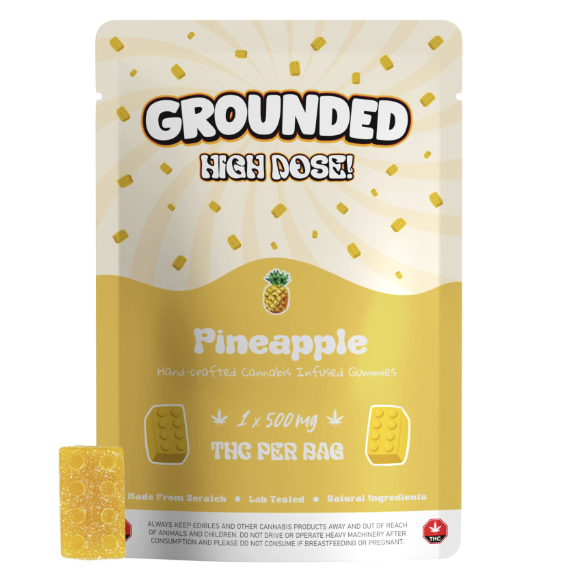 Grounded High Dose Bricks – Pineapple 500mg Gummy Grounded High Dose Bricks – Pineapple 500mg Gummy