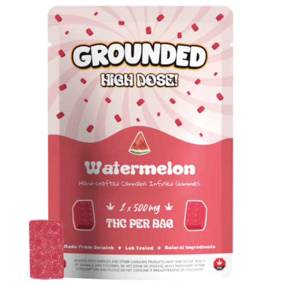 Grounded High Dose Bricks – Watermelon 500mg Gummy Grounded High Dose Bricks – Watermelon 500mg Gummy