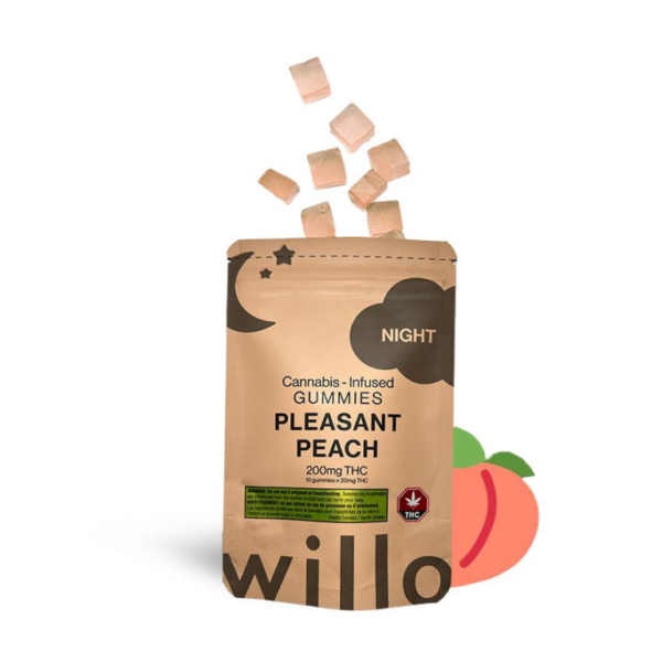 Willo 200mg THC Pleasant Peach (Night) Gummies Willo – 200mg THC Pleasant Peach Night Gummies